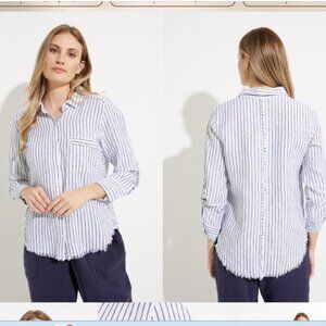 Melissa Nepton Striped Linen Cotton Blouse Style W6007 Small